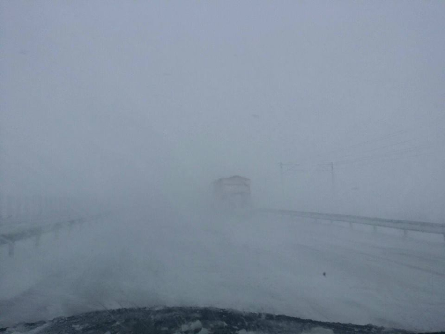 Blizzard on the A2 highway