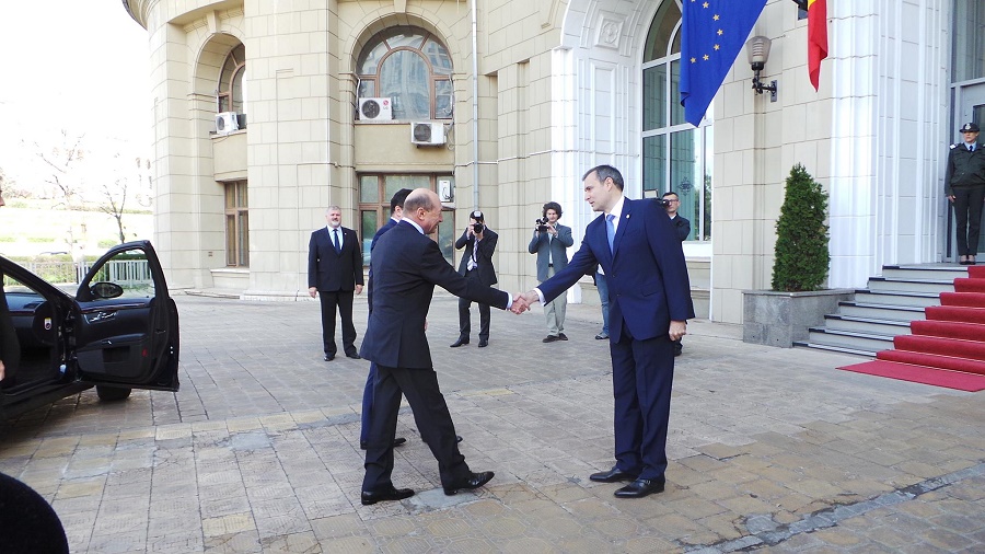 Former Romanian President Traian Basescu and Florian Coldea, the deputy director of the Romanian Intelligence Service (SRI)