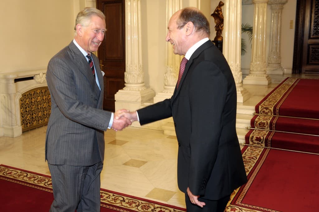 Prince Charles of Wales meets Romanian president Basescu and PM Boc in Bucharest
