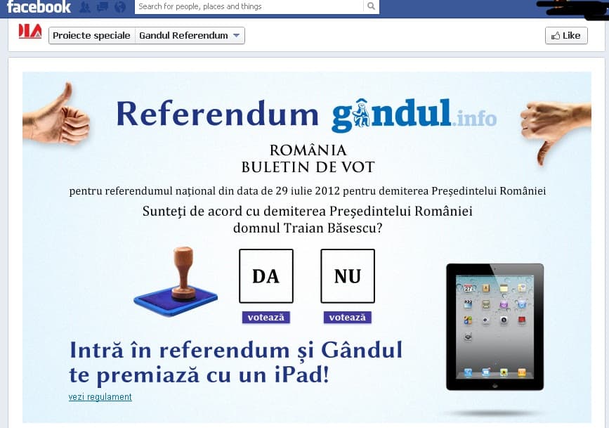 Romanian newspaper launches online presidential impeachment referendum app