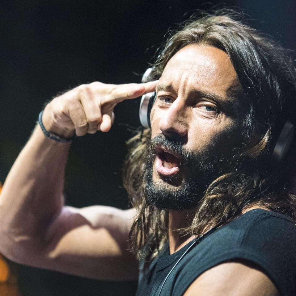 French DJ Bob Sinclar performs at Bucharest light festival