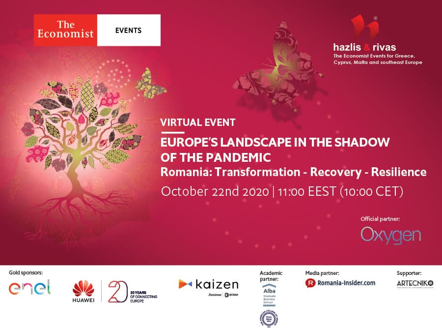 (P) Virtual Economist event: “EUROPE’S LANDSCAPE IN THE SHADOW OF THE PANDEMIC ● Romania: Transformation - Recovery - Resilience” - October 22nd 2020