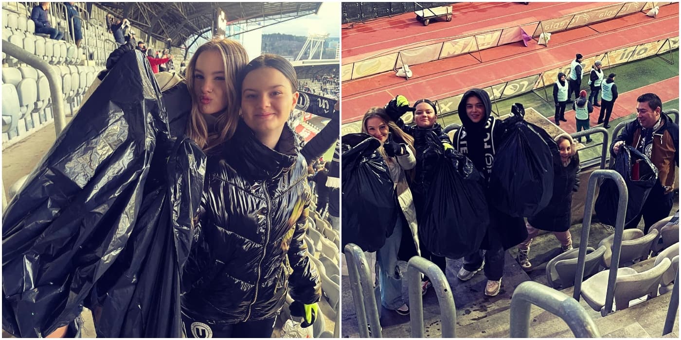 Inspired by Japanese fans at the World Cup, Cluj football fans collected 400 kgs of waste from Cluj Arena