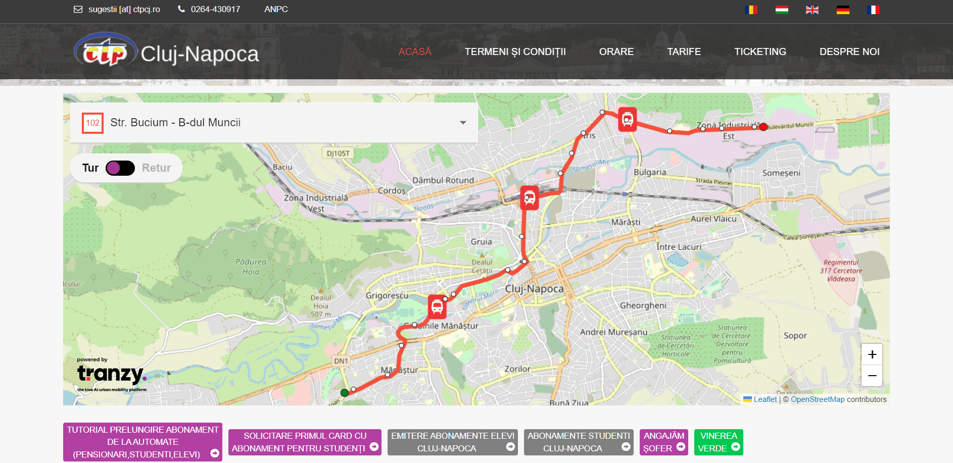 Cluj-Napoca's transport company launches real-time map to track vehicles