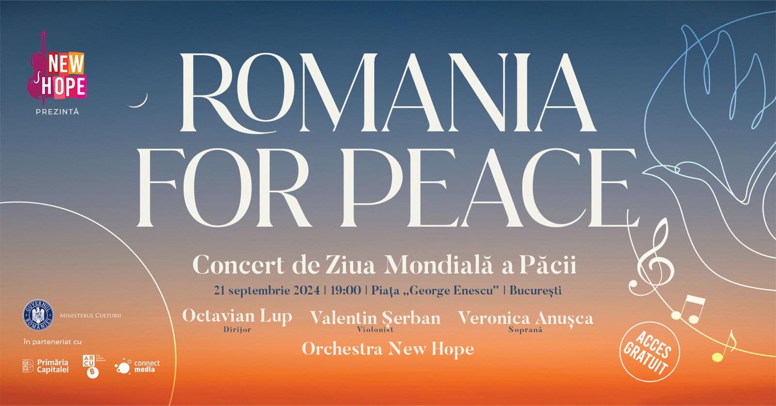 “Romania for Peace” concert to be held in Bucharest’s George Enescu Square
