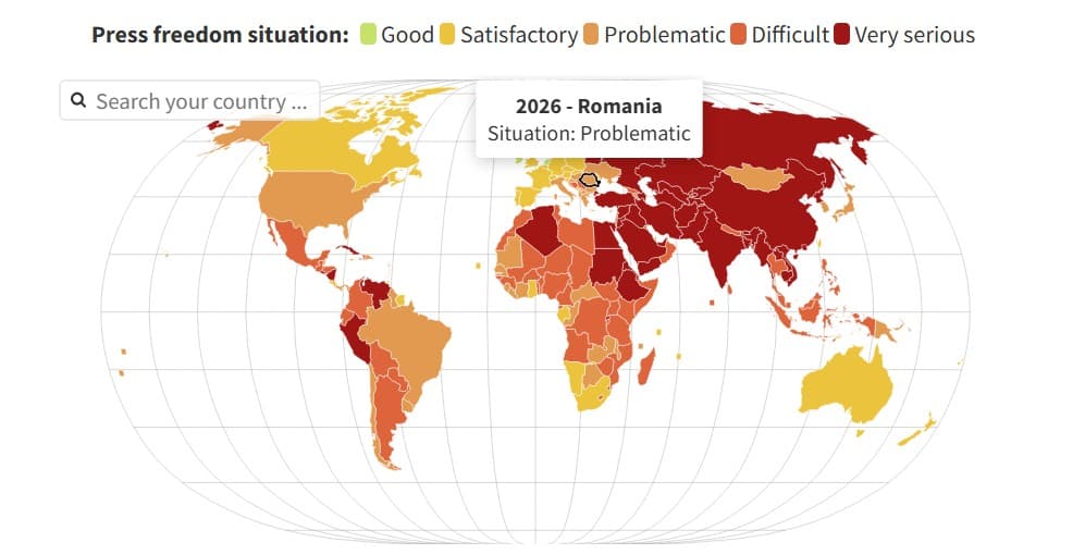 Press freedom at lowest level in 25 years, Romania ranked 49th out of 180