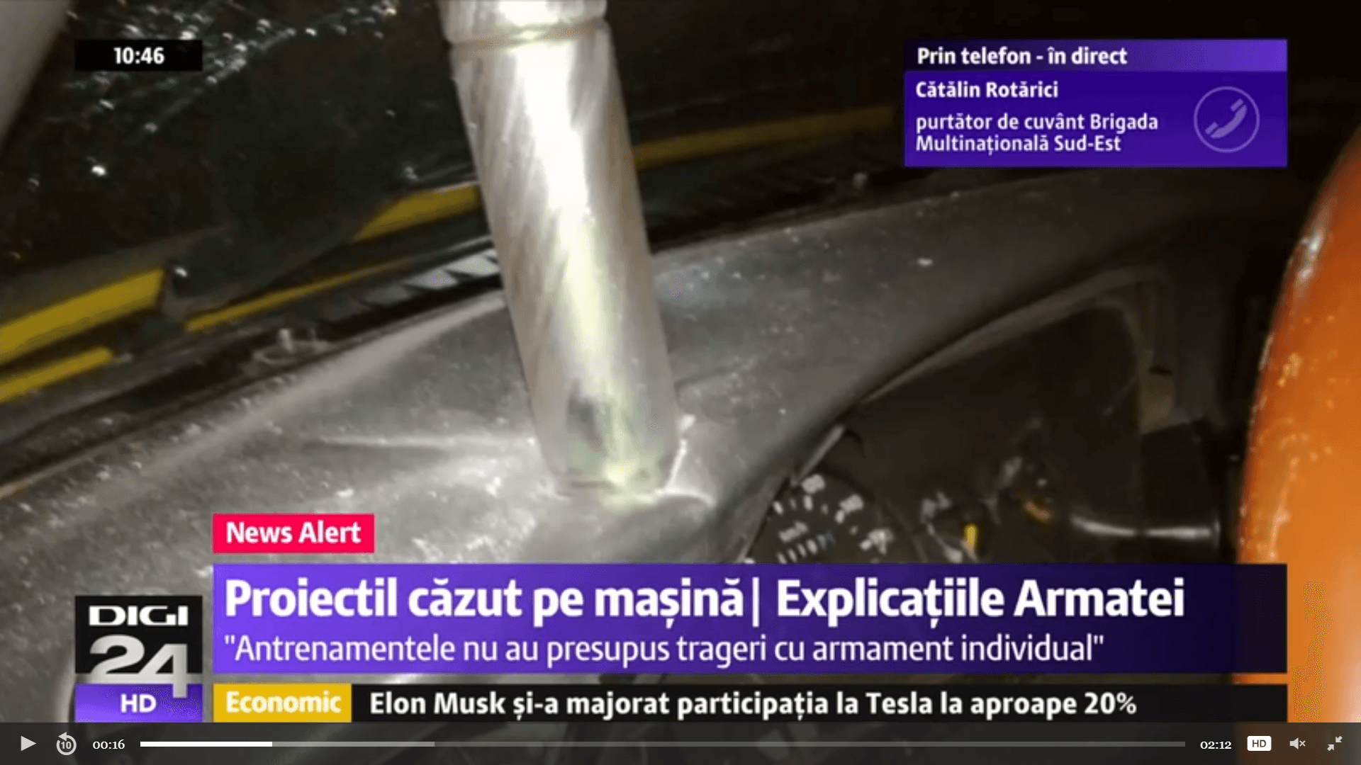 Signal rocket damages car in Romanian city hosting military training