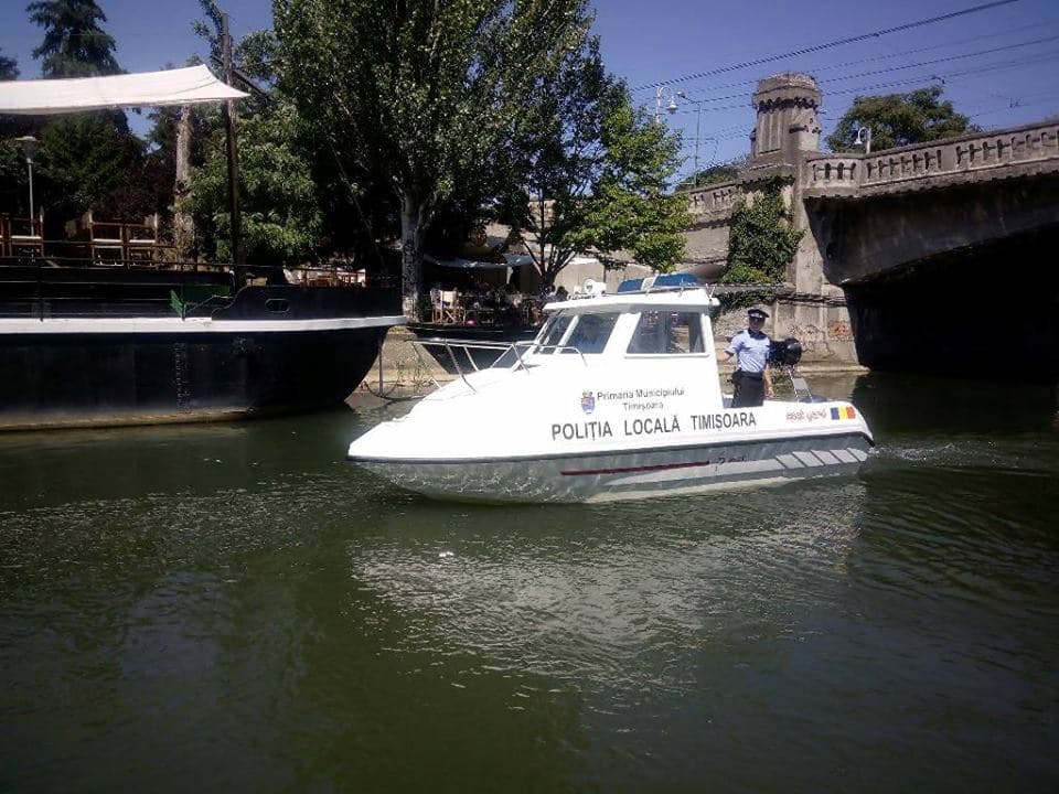 Water Police patrolling in Western Romania city