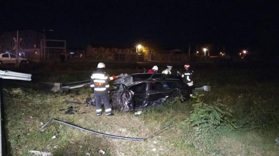 Three injured after train hits car in western Romania