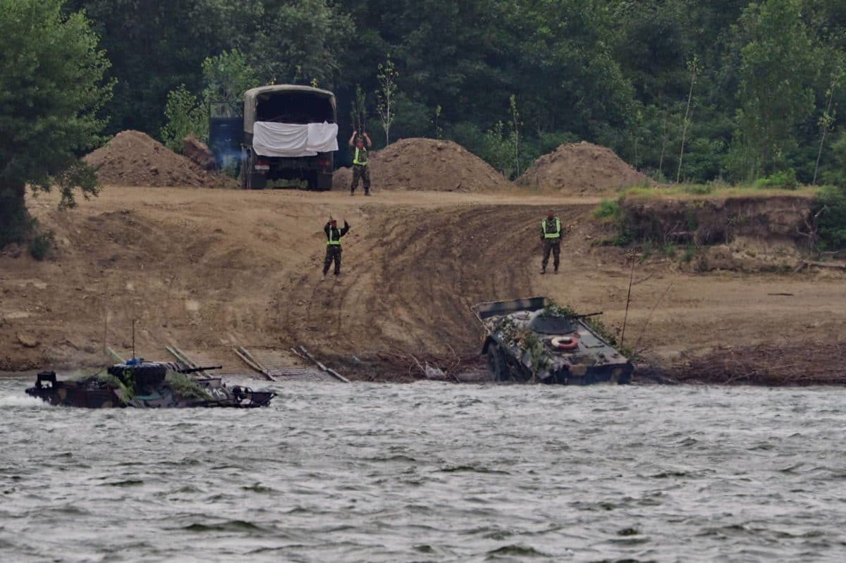 Romanian armored personnel carrier sinks into the Danube during military drill