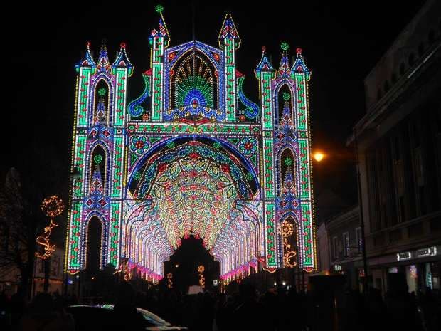 'Tunnel' made of 55,000 LED lights opened in central city of Sibiu