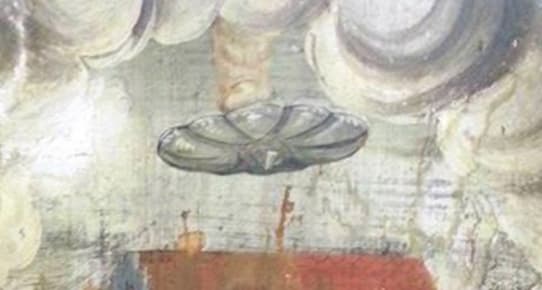 UFO-like object depicted in wall painting in medieval Romanian church