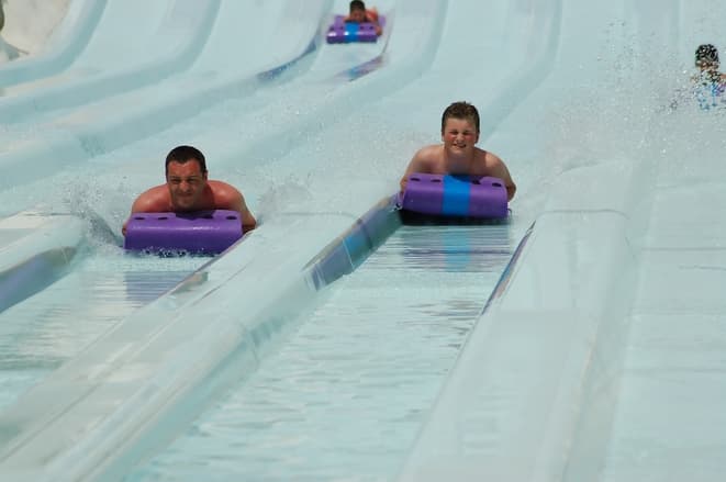 Large water slide installed near the People’s House in Bucharest