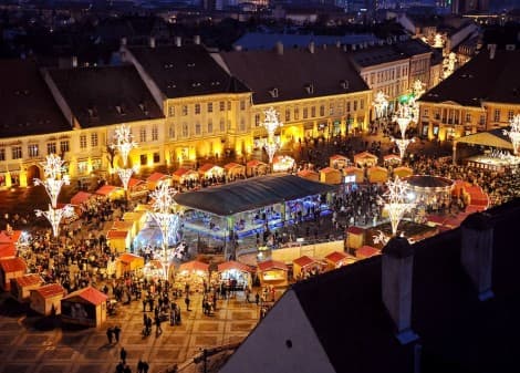Carols, Christmas lights and goodies at the Christmas Fair in Sibiu, central Romania