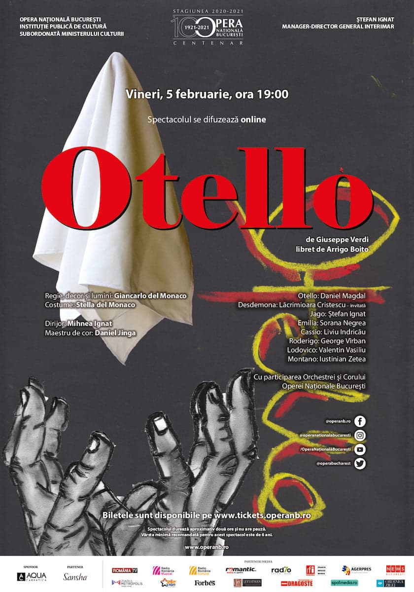 Bucharest National Opera streams online Giuseppe Verdi’s Otello