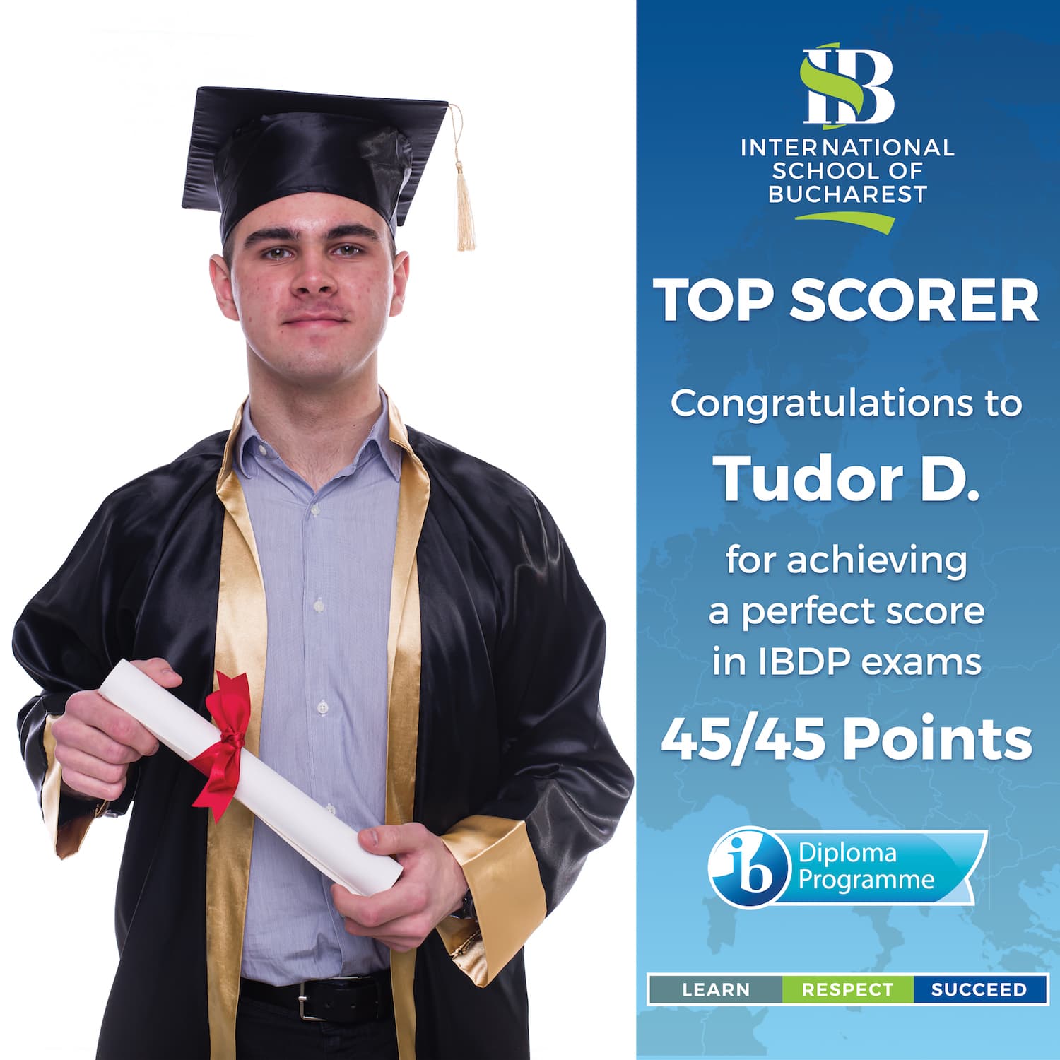 (P) World’s Top Scorer in IBDP Examinations from International School of Bucharest