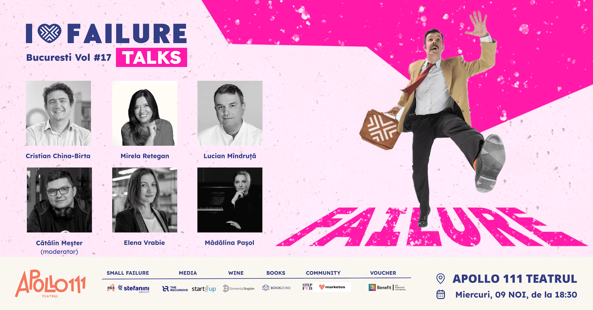 Brave out, embrace failure and learn to overcome it at the next “I Love Failure Talks Bucharest” on November 9