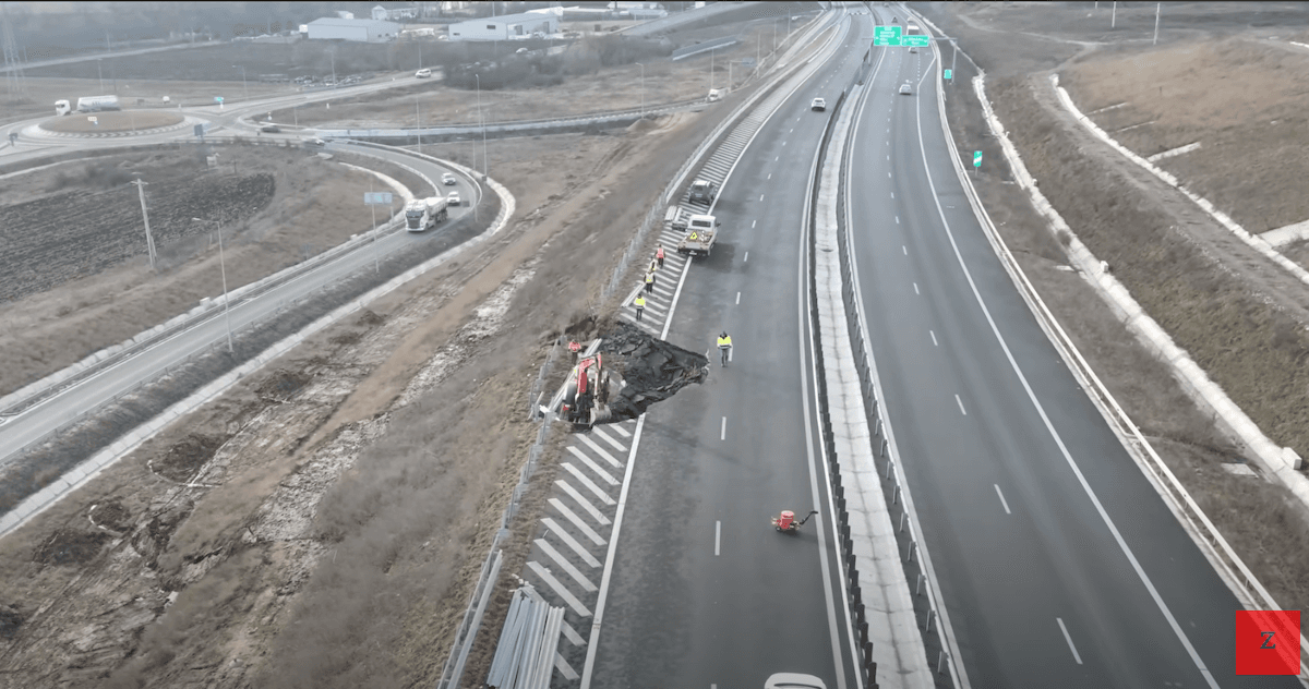 Segment of Romania’s A10 highway collapses, impacting traffic in the area