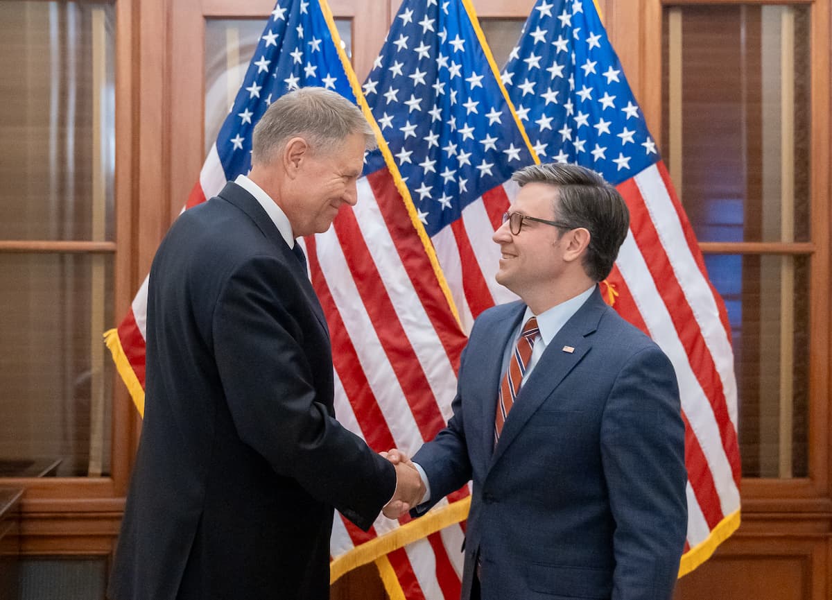 Romanian president meets House of Representatives speaker Mike Johnson in Washington