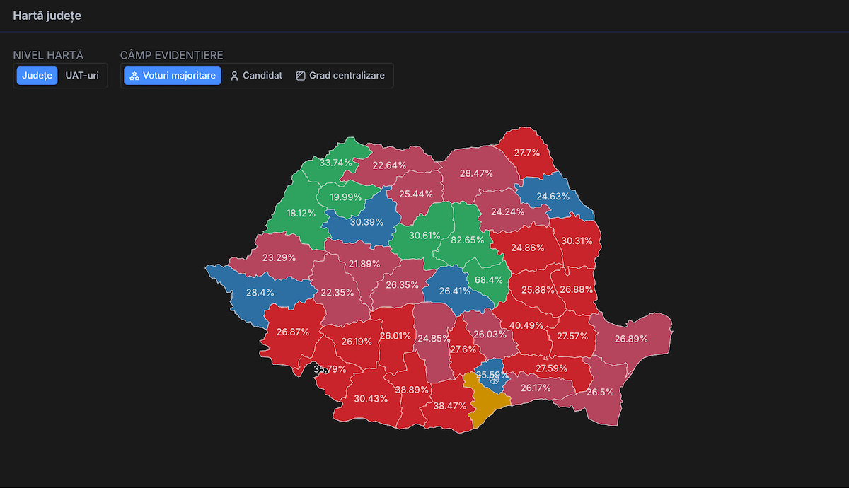 Presidential elections 2024: How Romanians voted in the first round - map