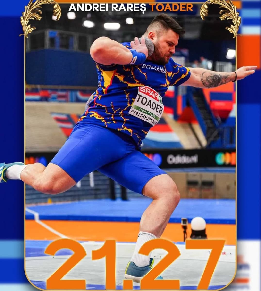 Romania’s Andrei Rareș Toader wins shot put gold at 2025 European Athletics Indoor Championships