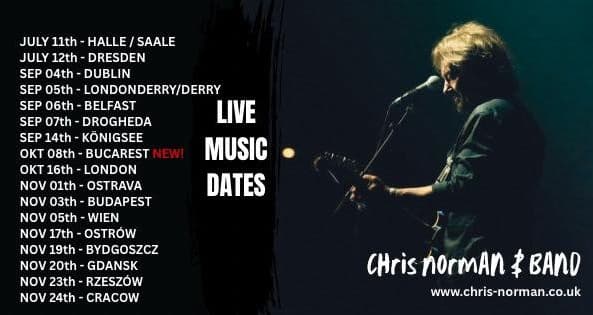 Smokie lead singer Chris Norman to perform in Bucharest in October
