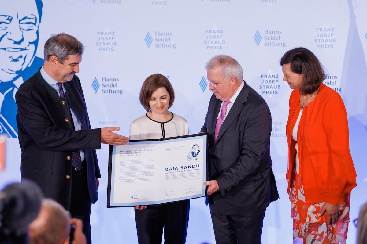 Moldovan president Maia Sandu awarded Franz Josef Strauss Prize