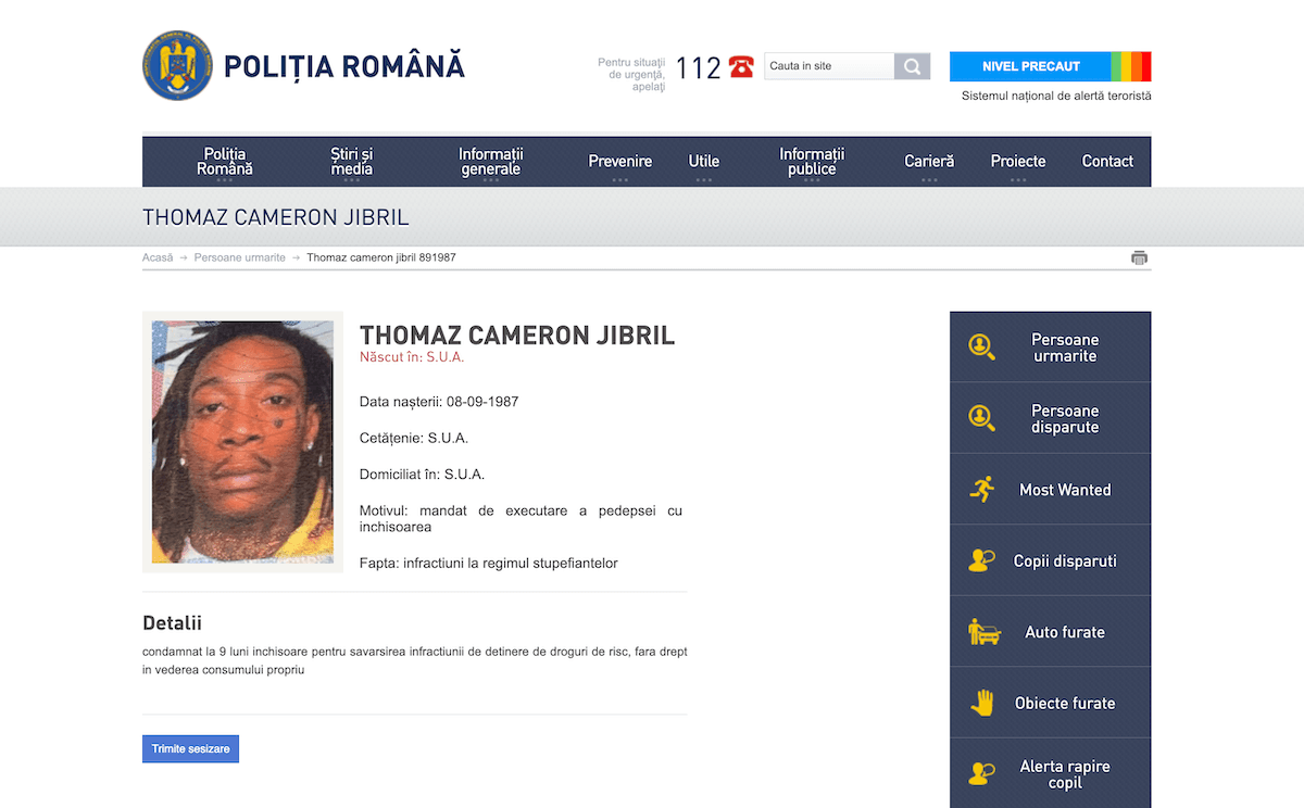 Romanian Police place rapper Wiz Khalifa on wanted persons list after drug conviction