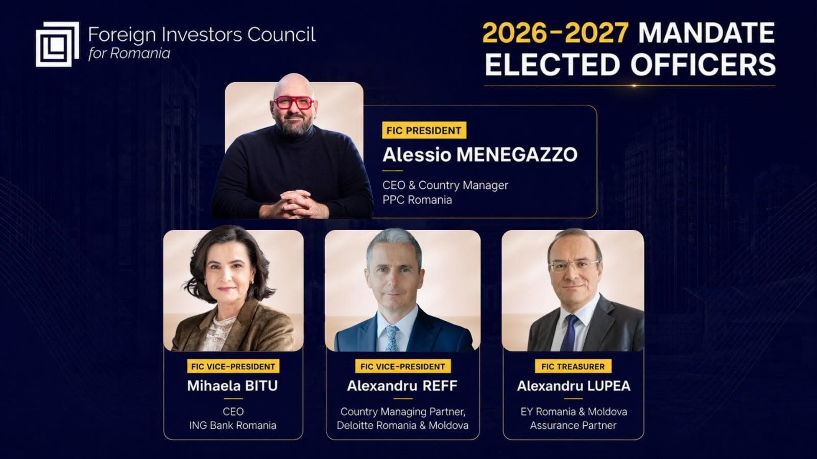 Foreign Investors Council in Romania announces new leadership for 2026-2027