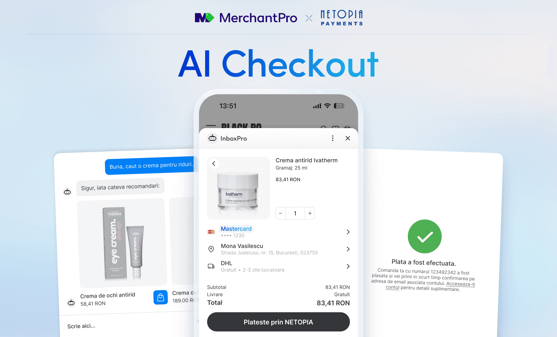 MerchantPro and NETOPIA Payments launch AI Checkout with One Click Payment. Local eCommerce enters the era of agentic payments.